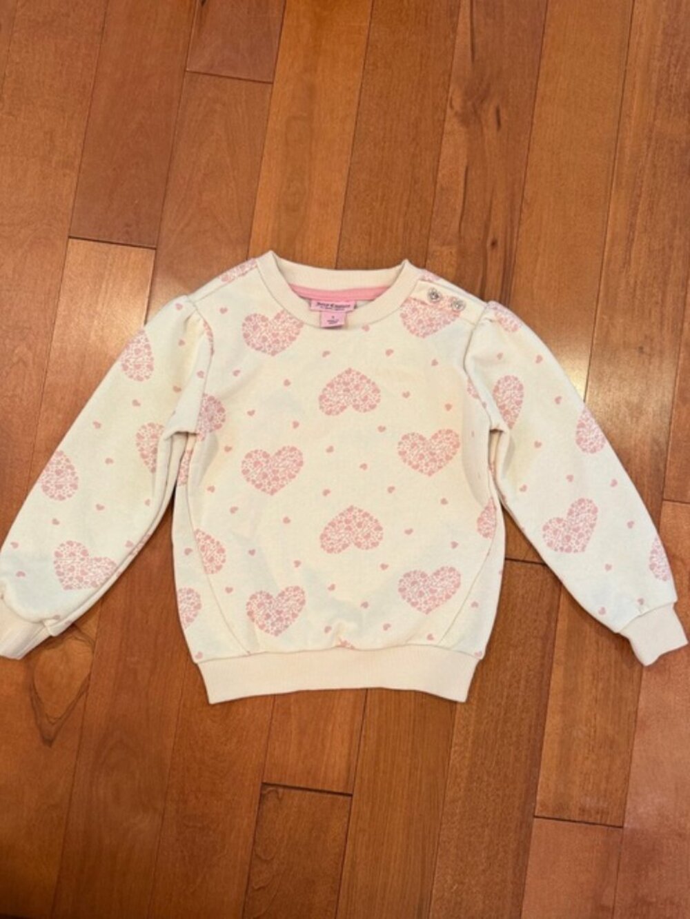 Juicy Couture Girls Pink Heart Print Sweatshirt Size 5
